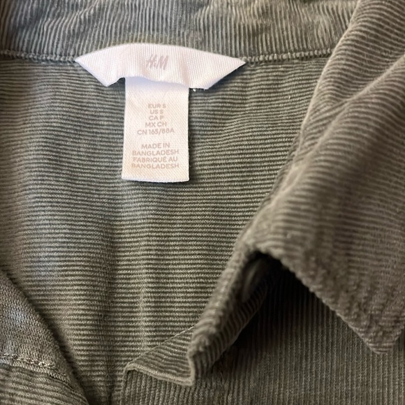 H&M Corduroy Shirt Green Small - Picture 3 of 6